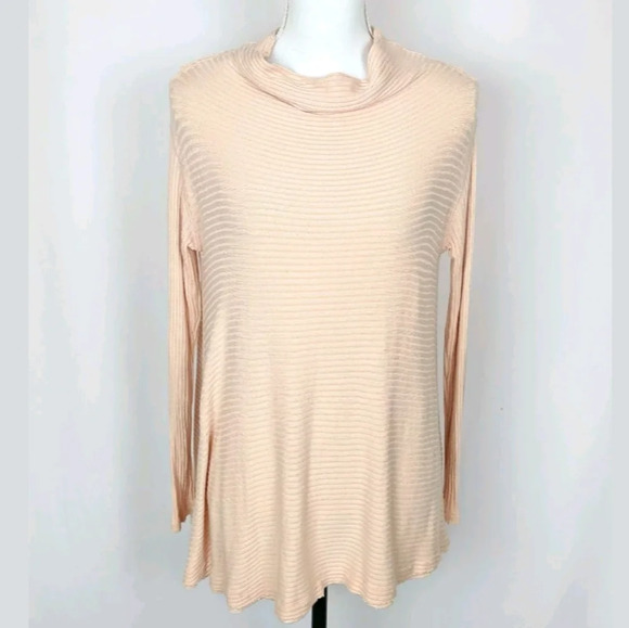 Free People Lover Pink Mock Neck Ribbed Sweater - Picture 6 of 8